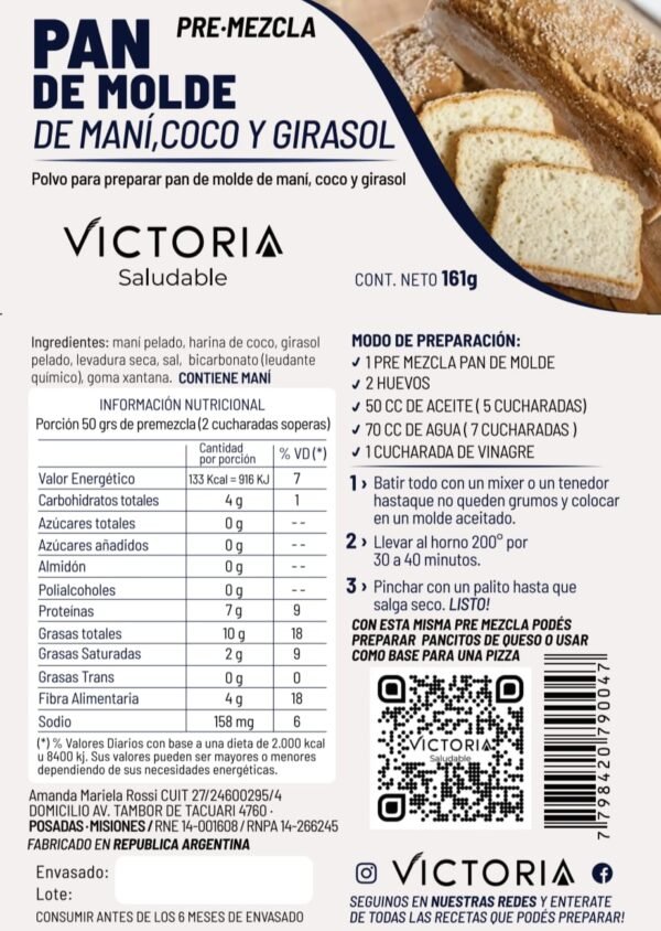 PAN DE MOLDE DE MANI, COCO Y GIRASOL - Image 4